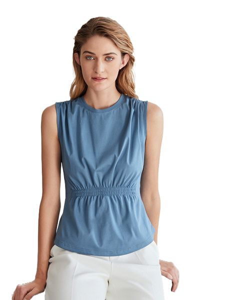 

motf premium 100% cotton gathered tank o0us#, White