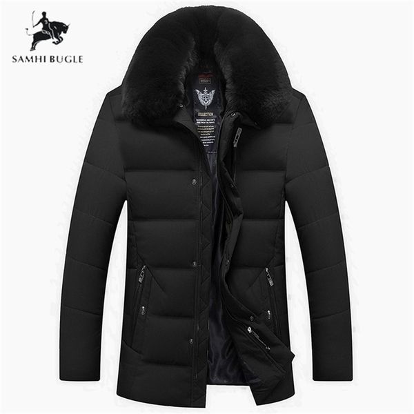 

winter jacket men big real fur collar hooded duck down jacket thick down jacket men warm coat 2xl 3xl 4xl 201127, Black