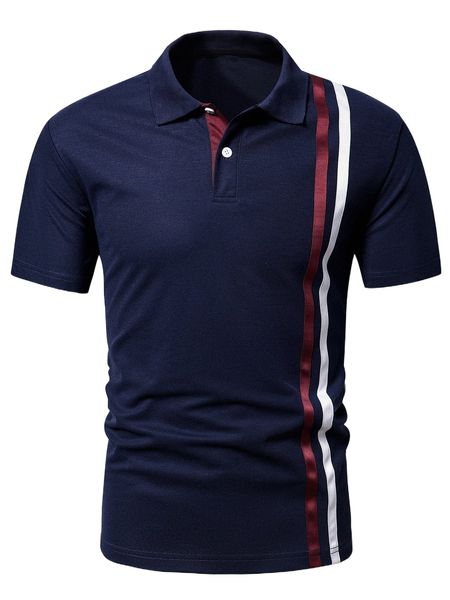 

men contrast tape polo shirt 97sg#, White;black