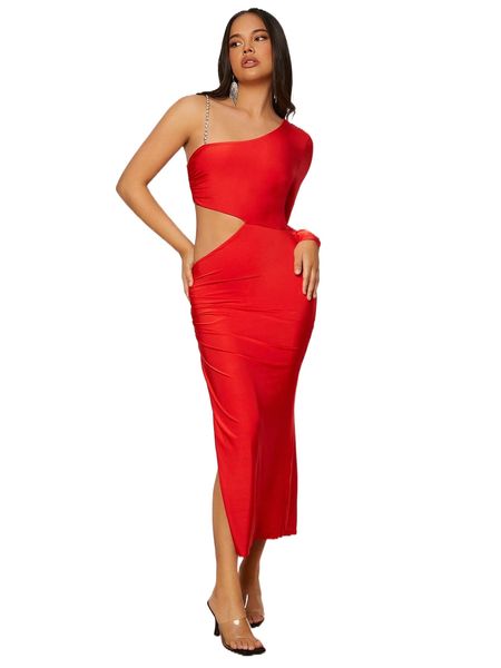 

split thigh cut out dress c56f#, Black;gray