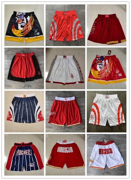 

houston''rockets''men throwback basketball shorts pocket, Black