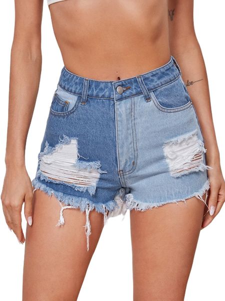

raw hem ripped denim shorts p06w#, White;black
