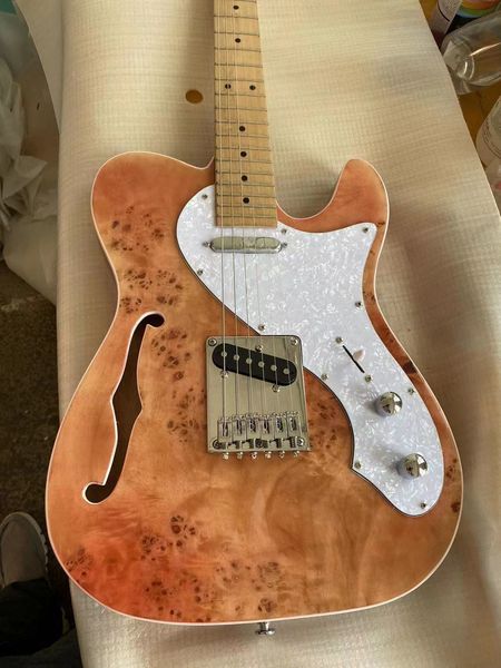 

st electric guitar semi hollow body f hole, chrome hardware