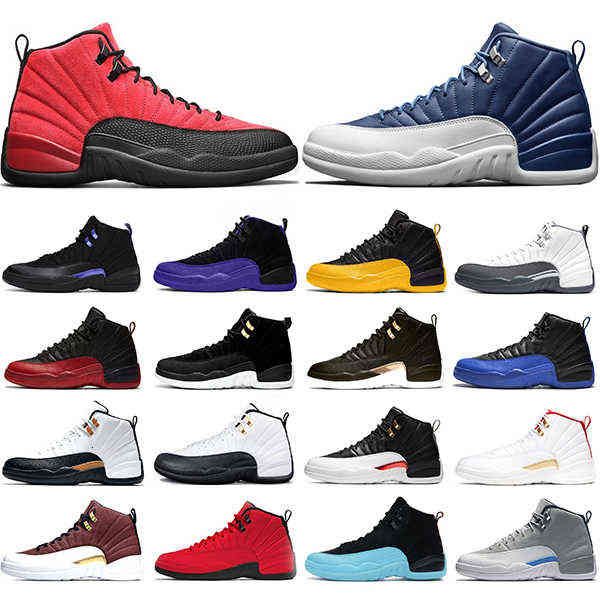 

men basketball shoes 12 12s reverse game dark grey concord university gold mens trainers sports sneakers size 40-47, Black;white