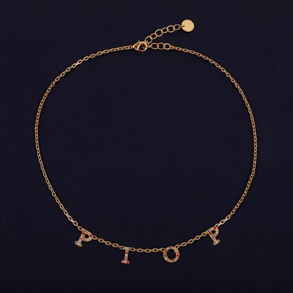 

fashion initial letter choker necklace bijoux cuban link iced out pendant necklace for womens party wedding lovers gift jewelry wi295e, Silver