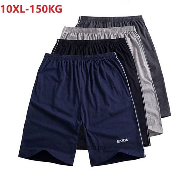 Taglia 10XL 150KG Pantaloncini sportivi estivi da uomo Grande cotone Blu navy Nero Allenamento Oversize Alta elasticità Allentato Homewear 220325