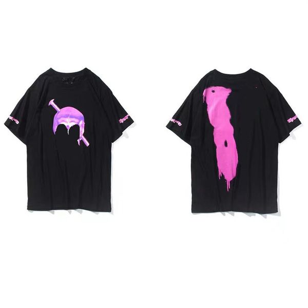 

2022 men's t-shirts fog short sleeves limit big v european and american couples with yibo loose cotton t-shirt ins high street, White;black