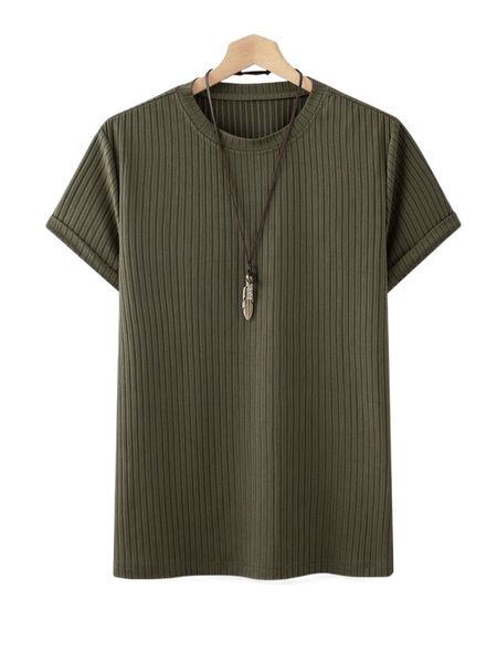 

men solid ribbed knit tee without necklace e0xi#, White;black