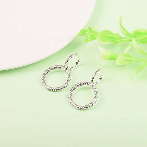 

authentic 925 sterling silver moments charm double hoop earrings luxury for women 2022 valentine's day girls fit pandora fashion, Golden;silver