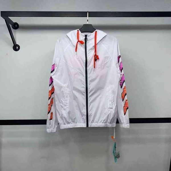 

2022 spring summer new off gradient arrow zipper cardigan sunscreen cloth men's and women's same batch, Black
