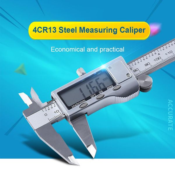Aço inoxidável Digital Electronic Inch/mm Conversão LCD Altura do pinça vernier Instrumentos de medição Micrômetro 0-300mm