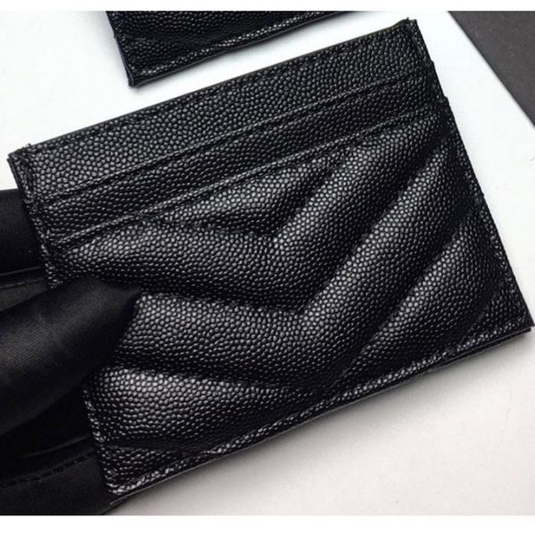 

2022 new fashion card holders caviar woman mini wallet designer pure color genuine leather pebble texture luxury black wallet, Brown;gray