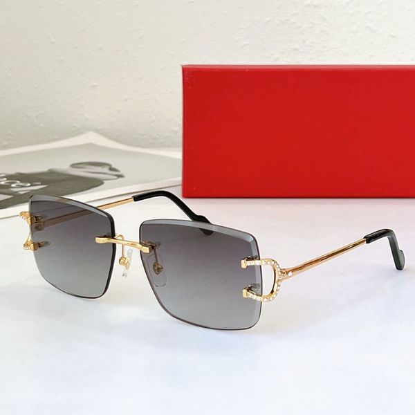 

2022 designer sunglasses women luxury mens sunglasse diamond cut square lens soft color match ct0022 size58-18-140mm fashion sunglas metal p, White;black