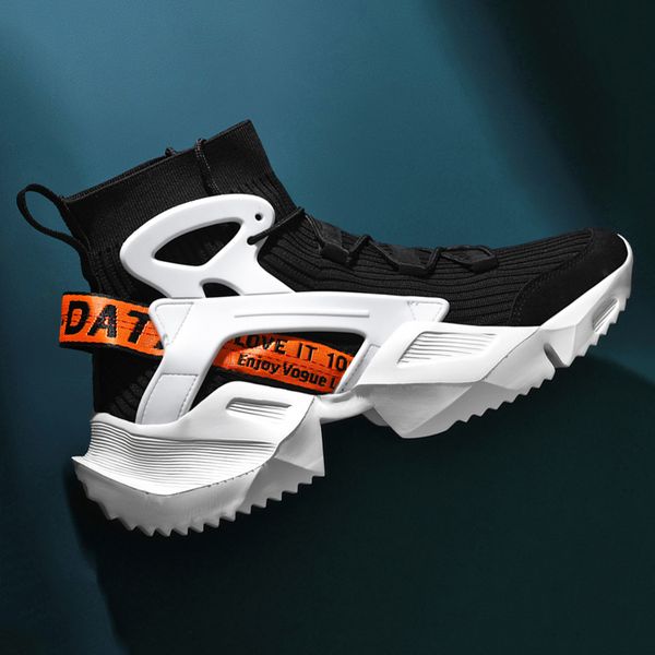 

men s socks shoes sneakers outdoor running sports breathable leisure elastic mesh summer light large size flying 220719, Black