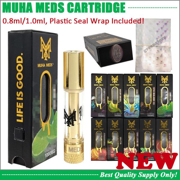 

new muha med cartridge live resin vape cart 0.8ml 1.0ml glass atomizer thick oil ceramic coil 510 battery disposable pod tank alpine nova vv