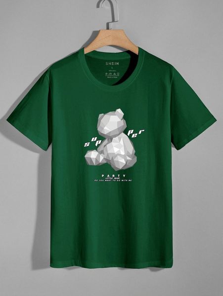

men bear & slogan graphic tee d3ji#, White;black
