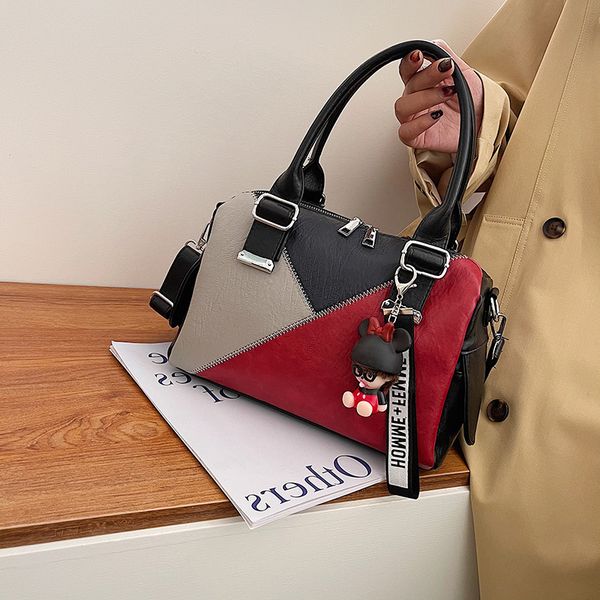 

designer bags summer new boston portable shoulder splicing temperament large capacity women's messenger