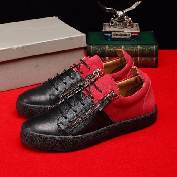 

men casual comfortable outdoor brand designer double zippers shoes male breathable fashion sneakers walking loafers size 35-46 asdawdadaasda, Red;white