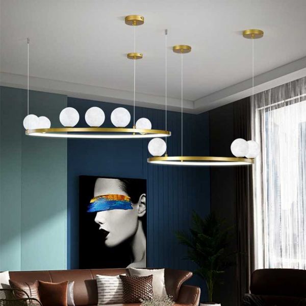 Anhängerlampen Nordic Modern Home Lighting 3D Druckmond Kronleuchter kreativer Persönlichkeit Wohnzimmer Schlafzimmer Lernen Sie Kronleuchterpendant