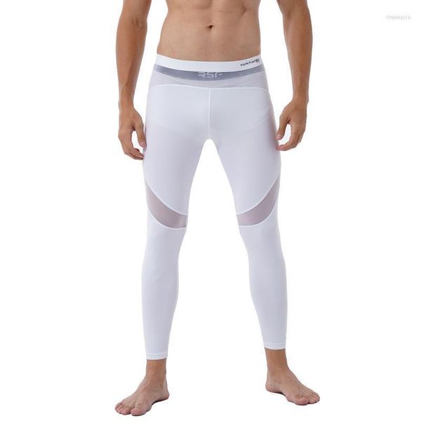 Calça masculina homens ioga ioga pura malha de retalhos de retalhos esportes de calça esportiva moda casual respirável na cintura medilhas fitness skinny drak22