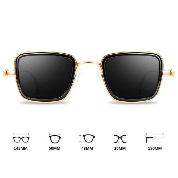 

luxury vintage gothic steampunk square sunglasses for men women alloy metal women's sun glasses men's shades day and night uv400, White;black