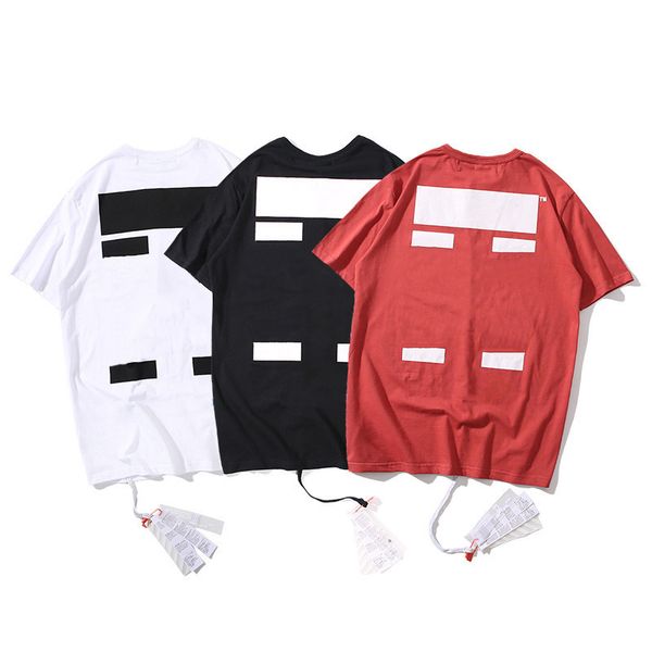

off designer long t shirt for men male 2022 summer loose tees fashion cross paintings arrow tshirts in black white red colors 1048, White;black