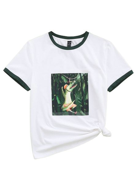 

x paula oliosi cartoon contrast trim tee o7yn#, White