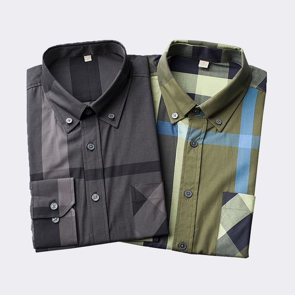 

2022 luxurys designers dress shirt menswear fashion society black men solid color business casual mens long sleeve red, White;black