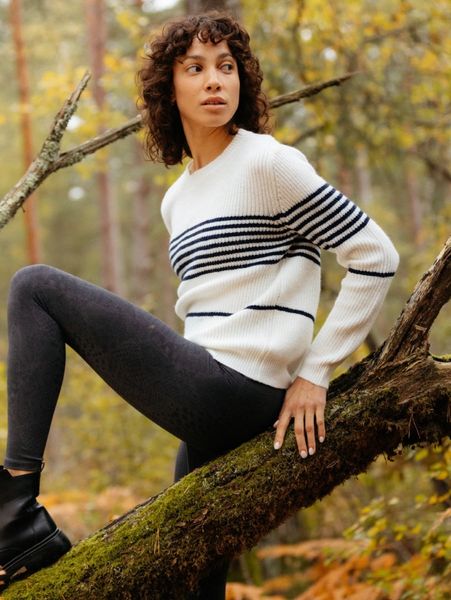 

motf premium straight fit striped sweater b9o5#, White;black