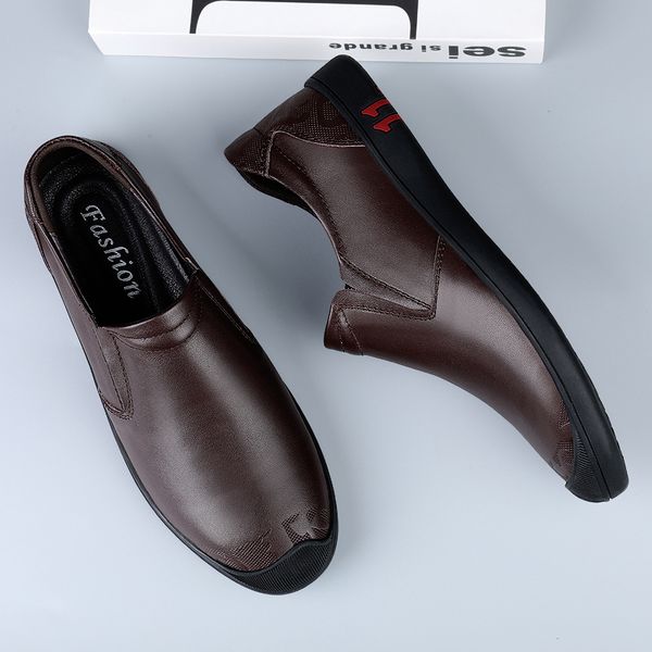 

2022 slip-on leather loafers men casual shoes designer autumn mocasines driving loafer casual tooling italian shoes, Black