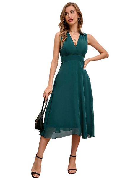 

zip back chiffon a-line dress s5sv#, Black;gray