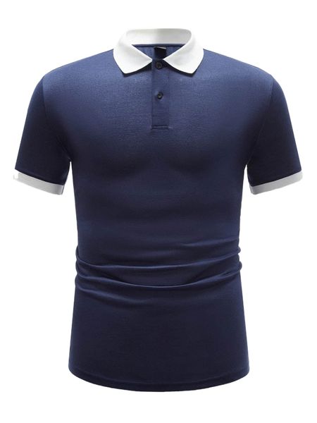 

men contrast collar polo shirt k15e#, White;black