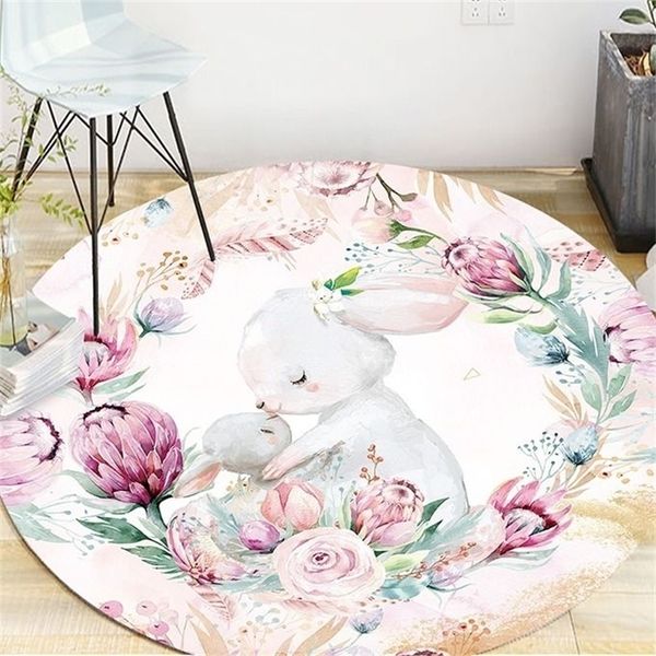 Fashion Home Cartoon Round Floor Flange Sponge Sponge Children Rug for Room Baby Play Rapet Ranco de tapete Anti-SLIP MAT 220511