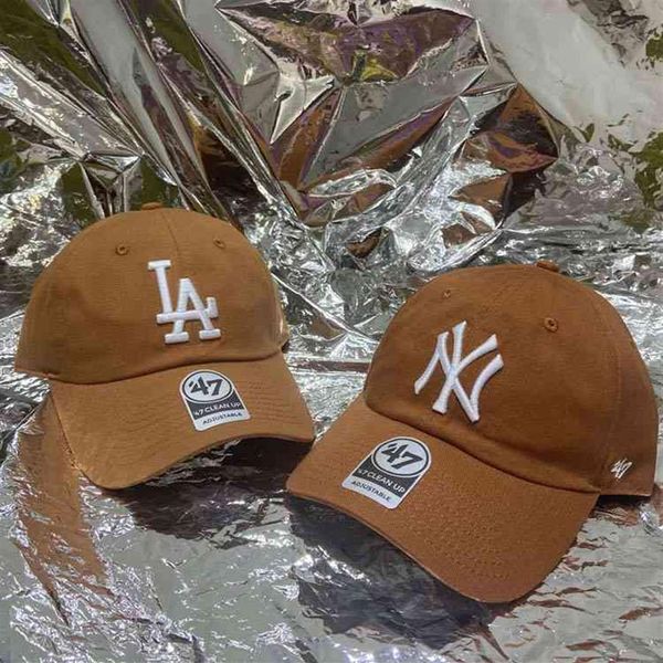 

47brand baseball cap brown soft large embroidered la duck tongue cap curved brim ny cap hip hop couple hat269v, Blue;gray
