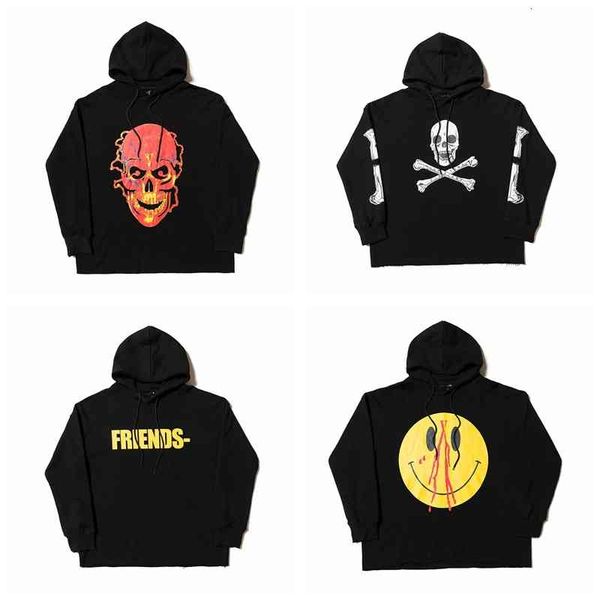 

men's hoodies & sweatshirts high street loose v-print hoodie 9mhz, Black