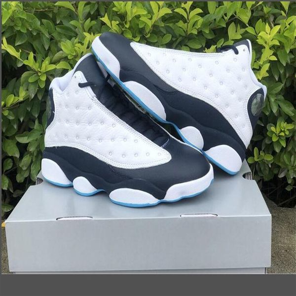 

authentic quality 13 dark powder blue men basketball shoes 13s white obsidian-dark outdoor athletic sports sneakers with original 2553