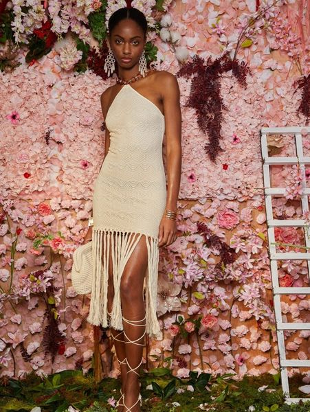 

chain halter fringe hem dress f4p5#, Black;gray