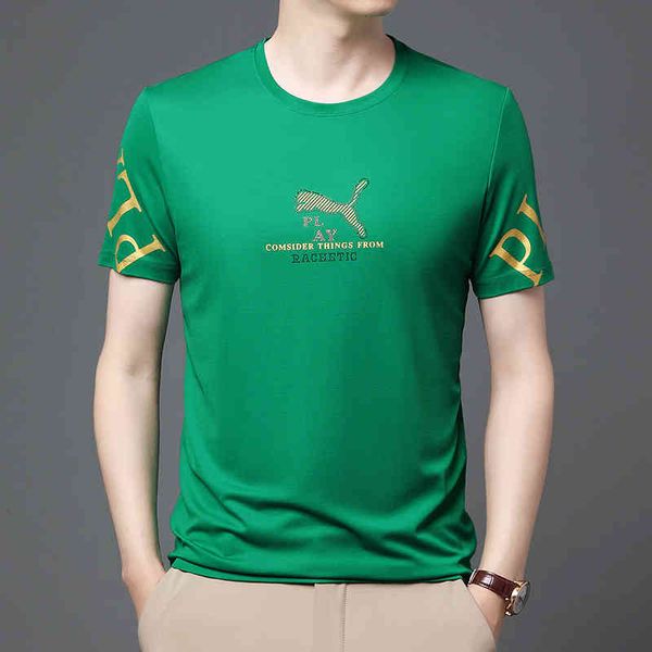 

short sleeve o-neck men's t-shirts summer new silk short sleeve men's simple fashion brand diamond color t-shirt breathable t-shir, White;black
