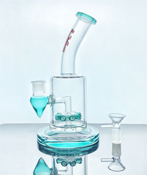 Nuovissimo narghilè in vetro blu quantistico con asta di vetro per piattaforma petrolifera 8 percento connettore maschio 14mm 379