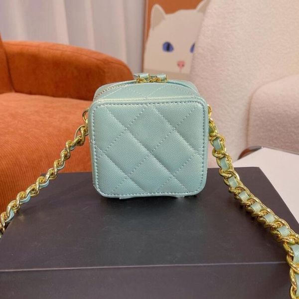 

tz classic mini vanity box zipper caviar bags quilted calfskin genuine leather tiny box cosmetic case with chain crossbody shoulder luxury d