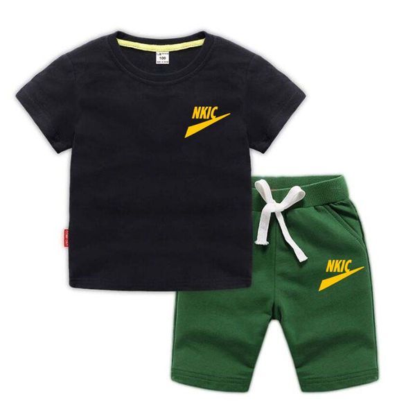 2 pezzi Tute per bambini Summer Solid Kids Shorts T-shirt Set Toddler Boy Clothes Tute Girl Outfits Baby Boy Clothing