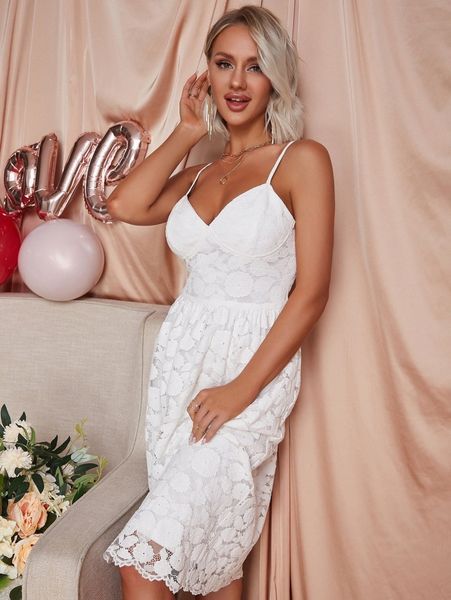 

eilly bazar scallop trim lace bustier cami dress e5bx#, Black;gray