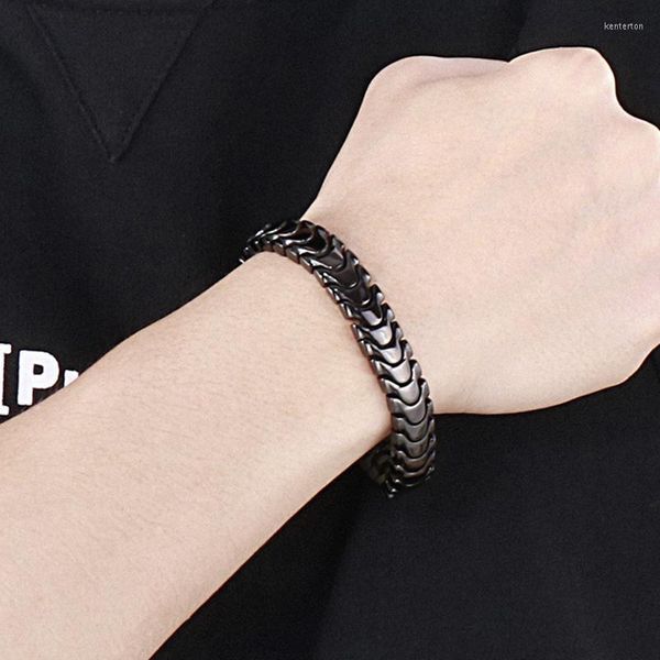 Gliederkette Vintage Schwarz Edelstahl Herren On Hand Armband Handgelenk Armbänder Für Männer Mannen Armband Massiver Schmuck 8,3