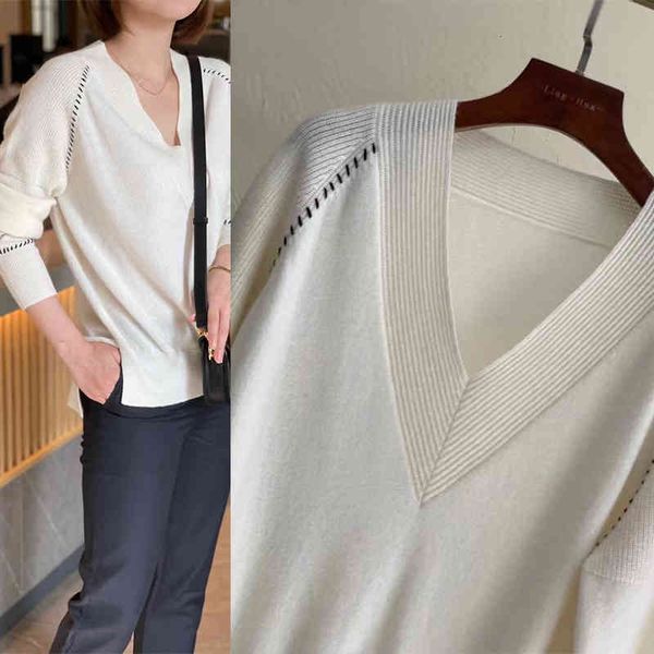 

women's sweaters solid v-neck cashmere sweater knitted, White;black