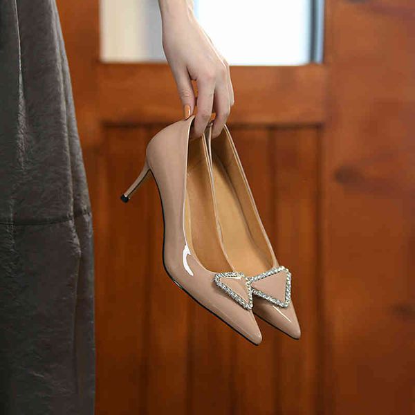 

sandals simple high-heeled shoes with pointed th heels one foot shallow mouth rhestone patent leather sgle sprg 0g1q, Black