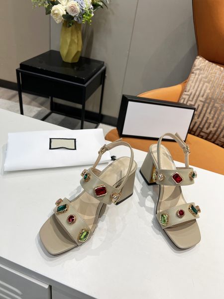 

diamond fashion shoes women designers sandals chunky heel square toe shoes summer fashion genuine leather have 5 colors to choose, Black
