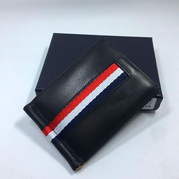 

genuine leather credit card holder wallet classic black designer money clip wallet 2020 new arrivals mens purses id card case drop254c, Brown;gray