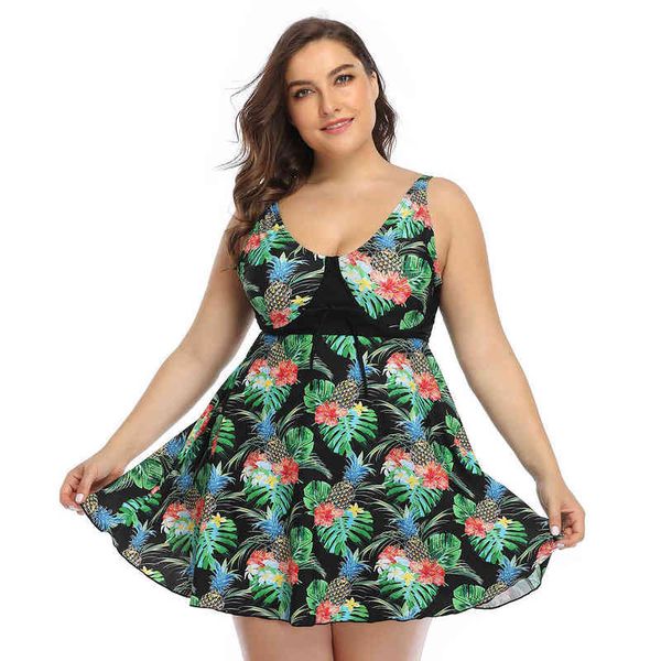 

designer women's swimwear bikini big size split printed skirt style fattening swimsuit, White;black