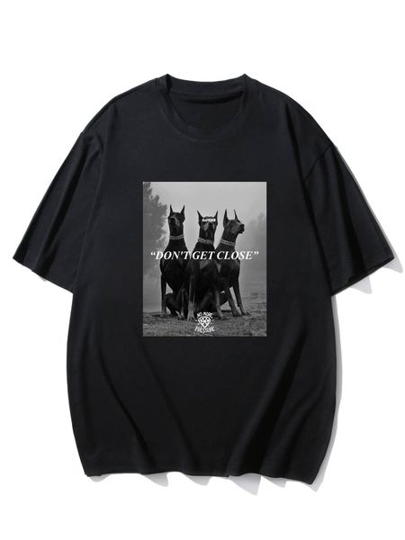 

extended sizes men dog & slogan graphic tee 86yx#, White;black