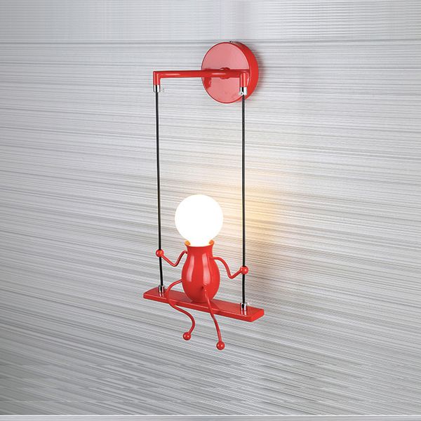 

nordic cartoon creative wall lamp iron little man wall light kids room children bedroom sconces led e27 home decor lamps decorate indoor lig